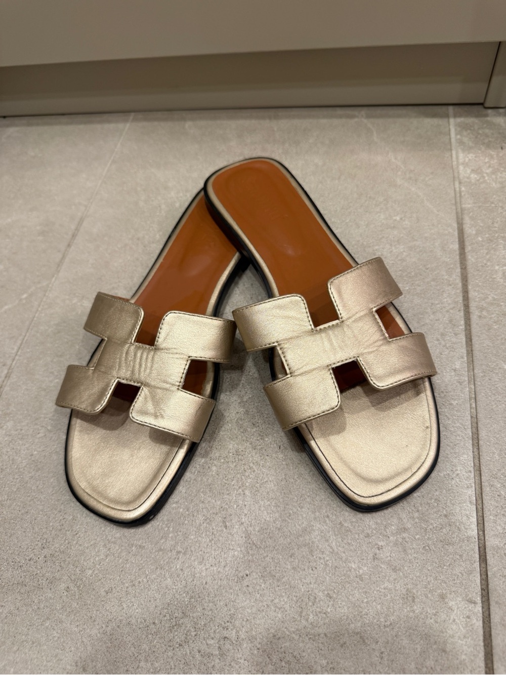 Women's Metallic Gold Slide Sandals